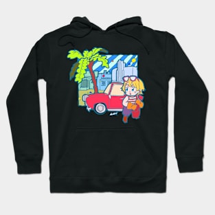 Palm Tree and Red Car Hoodie